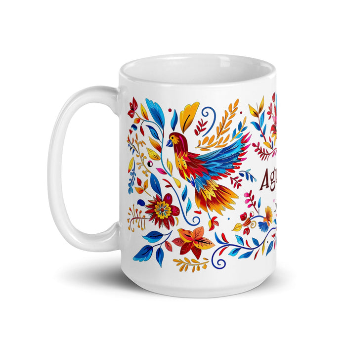 Agustín Exclusive Name Art Piece Home Office Work Coffee Mug Mexican Spanish Pride Gift Cup One - Of - A - Kind Calligraphy White Glossy Mug | A1 - Mexicada