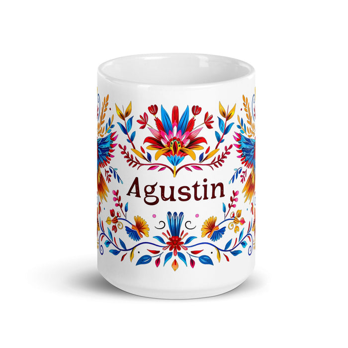 Agustín Exclusive Name Art Piece Home Office Work Coffee Mug Mexican Spanish Pride Gift Cup One - Of - A - Kind Calligraphy White Glossy Mug | A1 - Mexicada