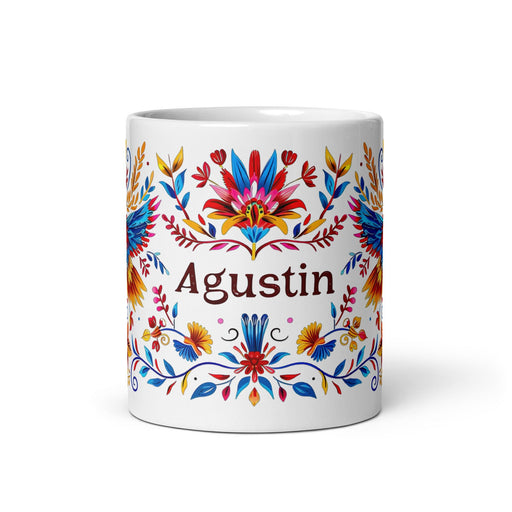 Agustín Exclusive Name Art Piece Home Office Work Coffee Mug Mexican Spanish Pride Gift Cup One - Of - A - Kind Calligraphy White Glossy Mug | A1 - Mexicada