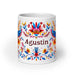 Agustín Exclusive Name Art Piece Home Office Work Coffee Mug Mexican Spanish Pride Gift Cup One-Of-A-Kind Calligraphy White Glossy Mug | A1 Mexicada