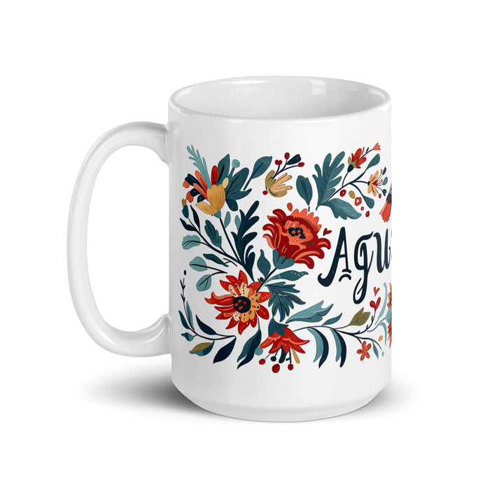 Agustín Exclusive Name Art Piece Home Office Work Coffee Mug Mexican Spanish Pride Gift Cup One-Of-A-Kind Calligraphy White Glossy Mug | A10 Mexicada