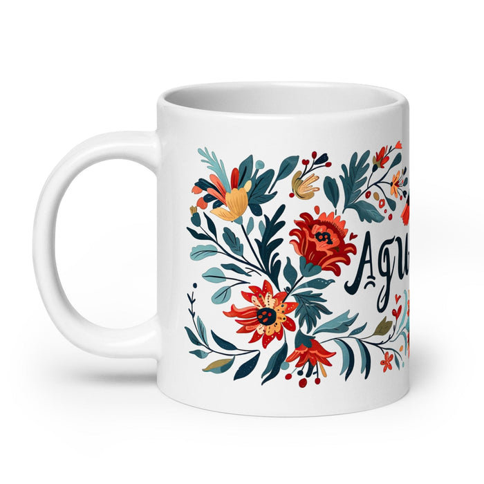 Agustín Exclusive Name Art Piece Home Office Work Coffee Mug Mexican Spanish Pride Gift Cup One-Of-A-Kind Calligraphy White Glossy Mug | A10 Mexicada