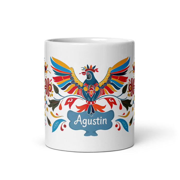 Agustín Exclusive Name Art Piece Home Office Work Coffee Mug Mexican Spanish Pride Gift Cup One - Of - A - Kind Calligraphy White Glossy Mug | A11 - Mexicada