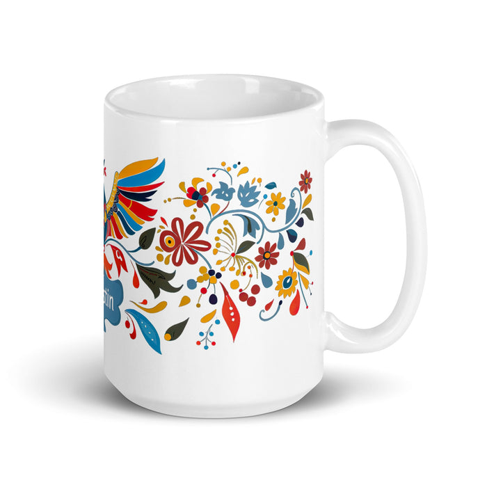 Agustín Exclusive Name Art Piece Home Office Work Coffee Mug Mexican Spanish Pride Gift Cup One - Of - A - Kind Calligraphy White Glossy Mug | A11 - Mexicada