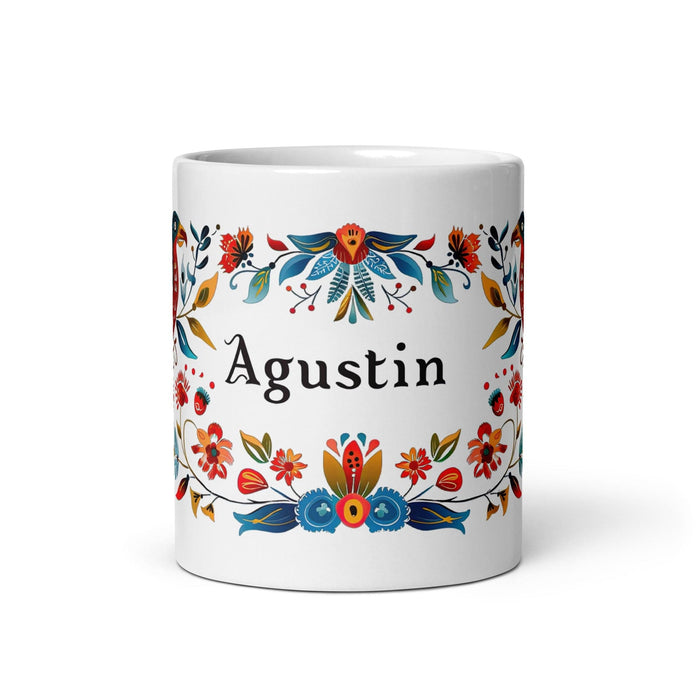 Agustín Exclusive Name Art Piece Home Office Work Coffee Mug Mexican Spanish Pride Gift Cup One-Of-A-Kind Calligraphy White Glossy Mug | A12 Mexicada