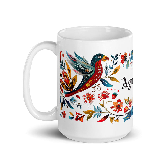 Agustín Exclusive Name Art Piece Home Office Work Coffee Mug Mexican Spanish Pride Gift Cup One-Of-A-Kind Calligraphy White Glossy Mug | A12 Mexicada