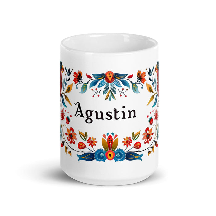 Agustín Exclusive Name Art Piece Home Office Work Coffee Mug Mexican Spanish Pride Gift Cup One-Of-A-Kind Calligraphy White Glossy Mug | A12 Mexicada