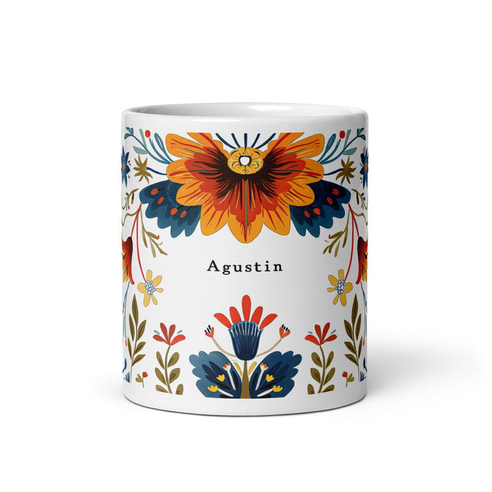 Agustín Exclusive Name Art Piece Home Office Work Coffee Mug Mexican Spanish Pride Gift Cup One-Of-A-Kind Calligraphy White Glossy Mug | A13 Mexicada