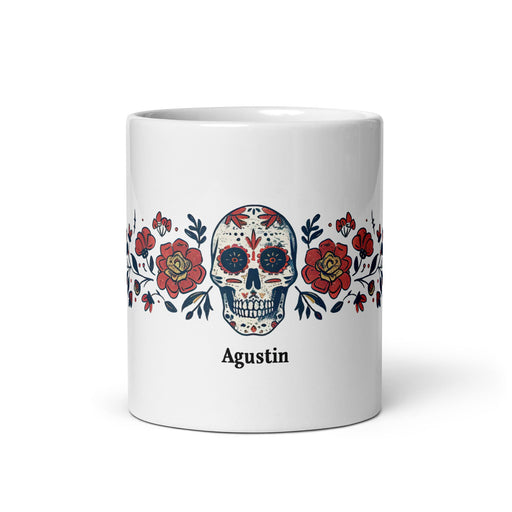 Agustín Exclusive Name Art Piece Home Office Work Coffee Mug Mexican Spanish Pride Gift Cup One - Of - A - Kind Calligraphy White Glossy Mug | A16 - Mexicada