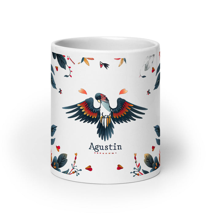 Agustín Exclusive Name Art Piece Home Office Work Coffee Mug Mexican Spanish Pride Gift Cup One - Of - A - Kind Calligraphy White Glossy Mug | A18 - Mexicada