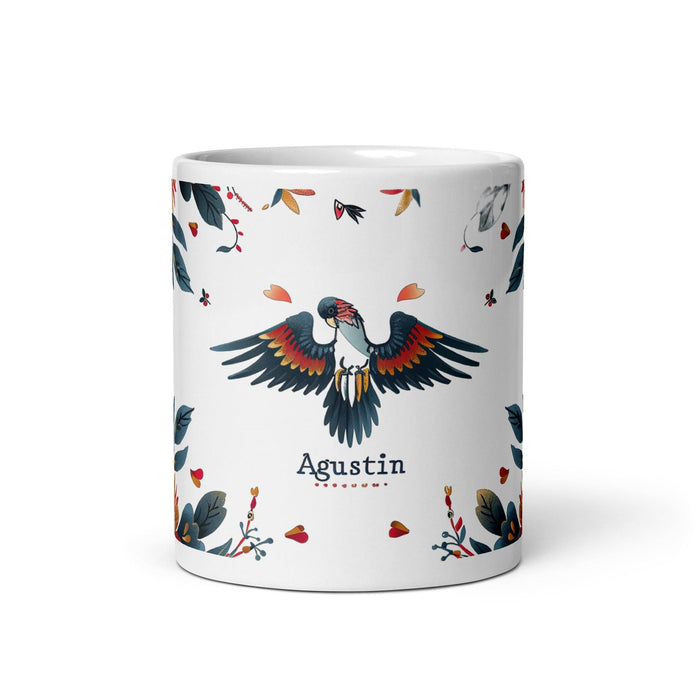 Agustín Exclusive Name Art Piece Home Office Work Coffee Mug Mexican Spanish Pride Gift Cup One-Of-A-Kind Calligraphy White Glossy Mug | A18 Mexicada