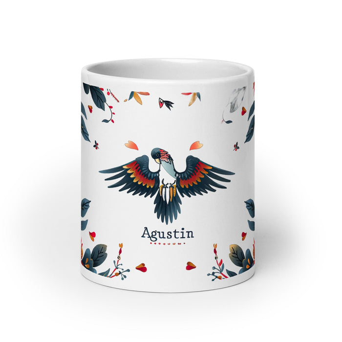 Agustín Exclusive Name Art Piece Home Office Work Coffee Mug Mexican Spanish Pride Gift Cup One-Of-A-Kind Calligraphy White Glossy Mug | A18 Mexicada