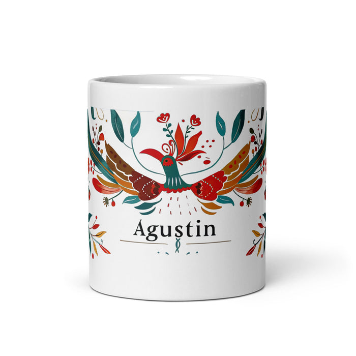 Agustín Exclusive Name Art Piece Home Office Work Coffee Mug Mexican Spanish Pride Gift Cup One - Of - A - Kind Calligraphy White Glossy Mug | A2 - Mexicada