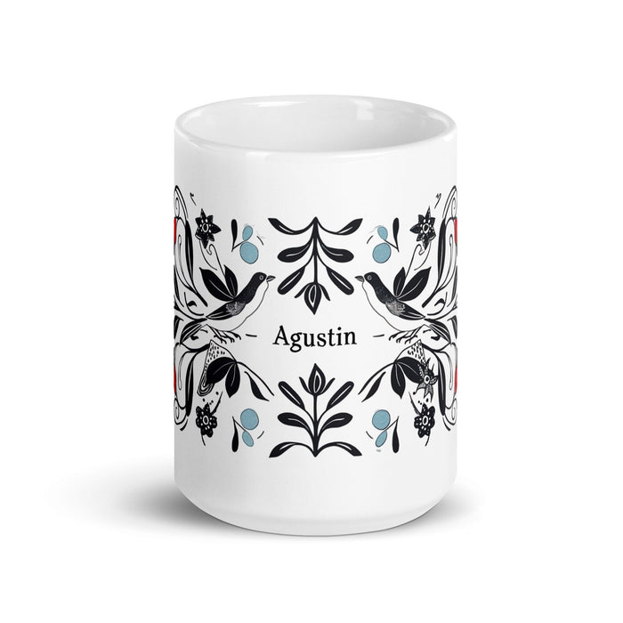 Agustín Exclusive Name Art Piece Home Office Work Coffee Mug Mexican Spanish Pride Gift Cup One - Of - A - Kind Calligraphy White Glossy Mug | A20 - Mexicada