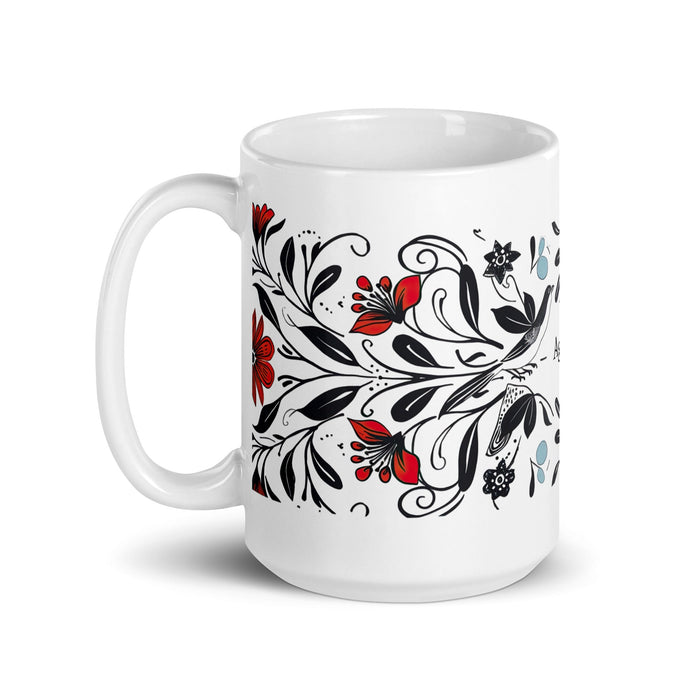 Agustín Exclusive Name Art Piece Home Office Work Coffee Mug Mexican Spanish Pride Gift Cup One - Of - A - Kind Calligraphy White Glossy Mug | A20 - Mexicada