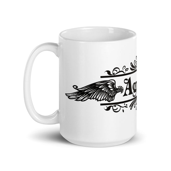 Agustín Exclusive Name Art Piece Home Office Work Coffee Mug Mexican Spanish Pride Gift Cup One - Of - A - Kind Calligraphy White Glossy Mug | A3 - Mexicada