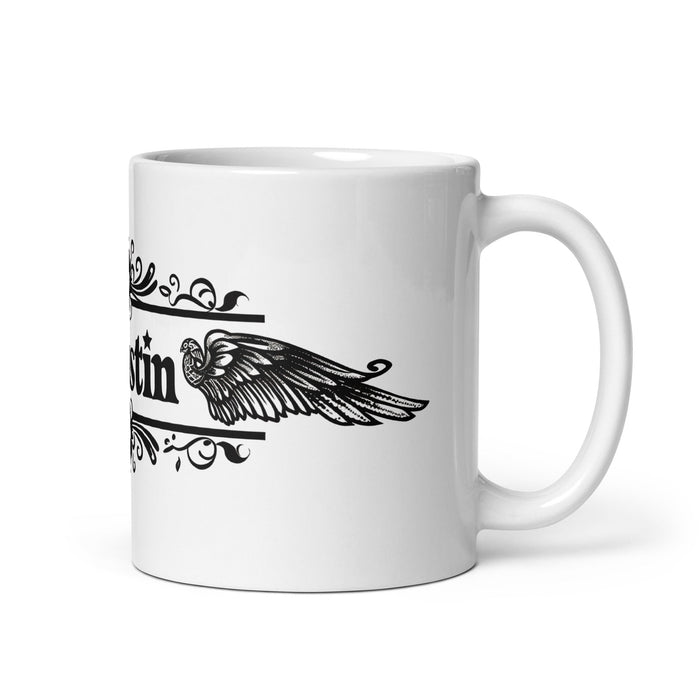 Agustín Exclusive Name Art Piece Home Office Work Coffee Mug Mexican Spanish Pride Gift Cup One - Of - A - Kind Calligraphy White Glossy Mug | A3 - Mexicada