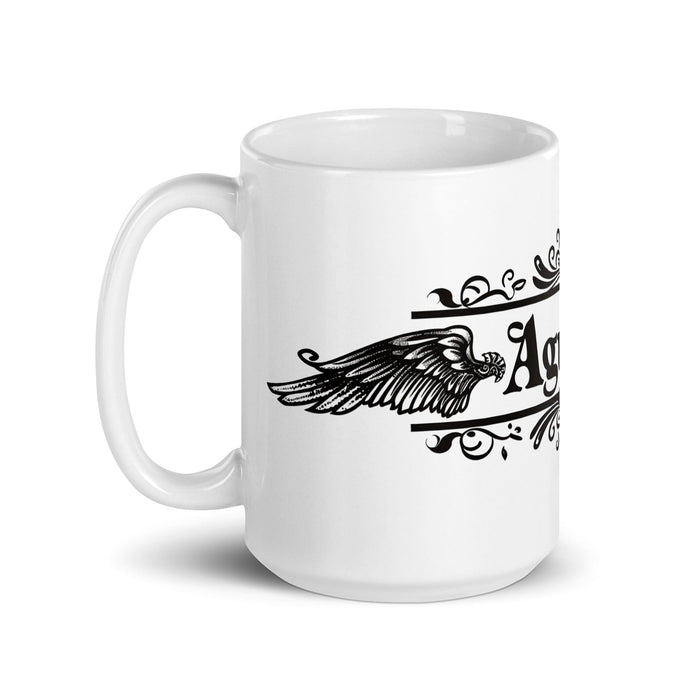 Agustín Exclusive Name Art Piece Home Office Work Coffee Mug Mexican Spanish Pride Gift Cup One-Of-A-Kind Calligraphy White Glossy Mug | A3 Mexicada