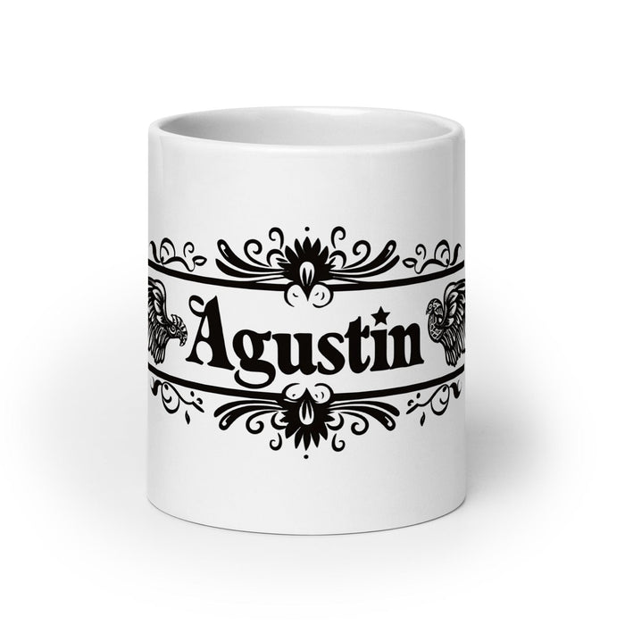 Agustín Exclusive Name Art Piece Home Office Work Coffee Mug Mexican Spanish Pride Gift Cup One-Of-A-Kind Calligraphy White Glossy Mug | A3 Mexicada