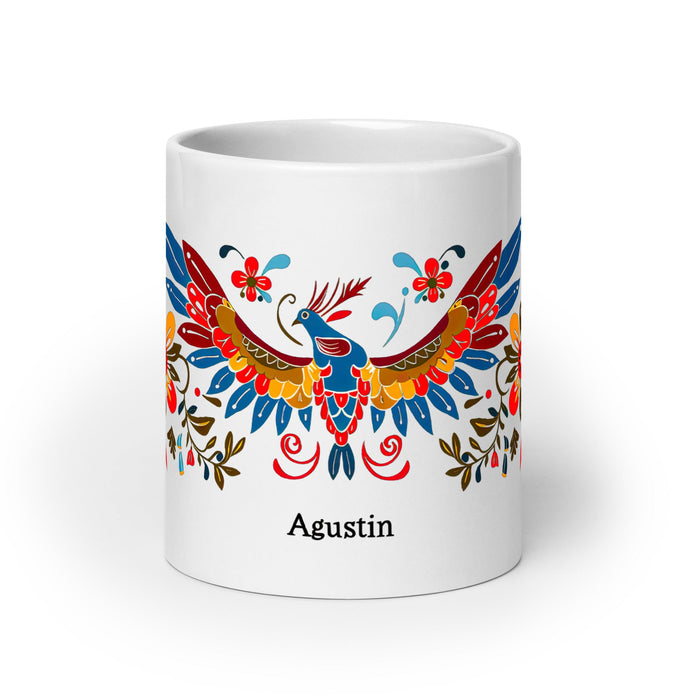 Agustín Exclusive Name Art Piece Home Office Work Coffee Mug Mexican Spanish Pride Gift Cup One - Of - A - Kind Calligraphy White Glossy Mug | A5 - Mexicada