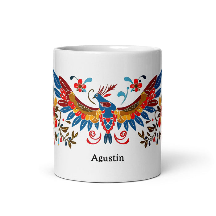 Agustín Exclusive Name Art Piece Home Office Work Coffee Mug Mexican Spanish Pride Gift Cup One-Of-A-Kind Calligraphy White Glossy Mug | A5 Mexicada