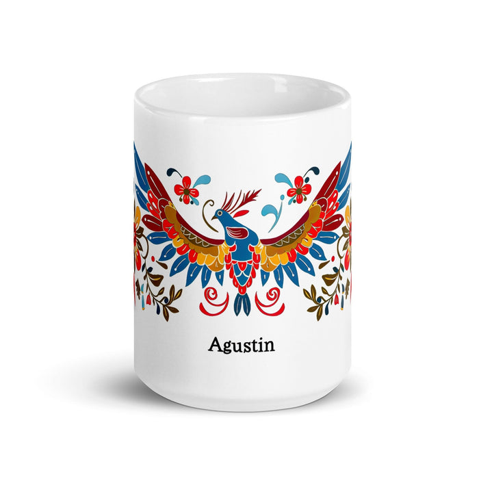 Agustín Exclusive Name Art Piece Home Office Work Coffee Mug Mexican Spanish Pride Gift Cup One-Of-A-Kind Calligraphy White Glossy Mug | A5 Mexicada