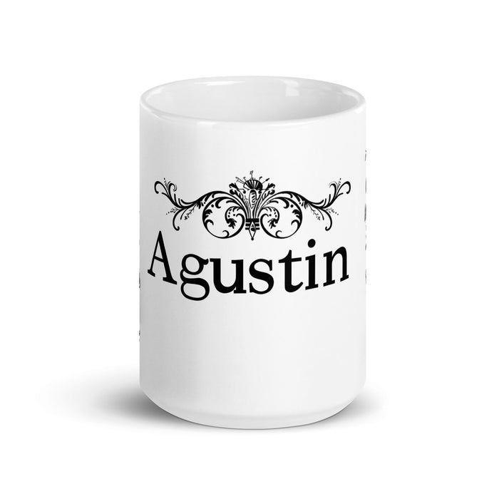 Agustín Exclusive Name Art Piece Home Office Work Coffee Mug Mexican Spanish Pride Gift Cup One - Of - A - Kind Calligraphy White Glossy Mug | A6 - Mexicada