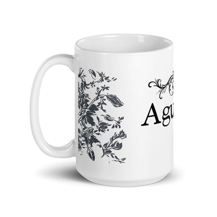 Agustín Exclusive Name Art Piece Home Office Work Coffee Mug Mexican Spanish Pride Gift Cup One-Of-A-Kind Calligraphy White Glossy Mug | A6 Mexicada