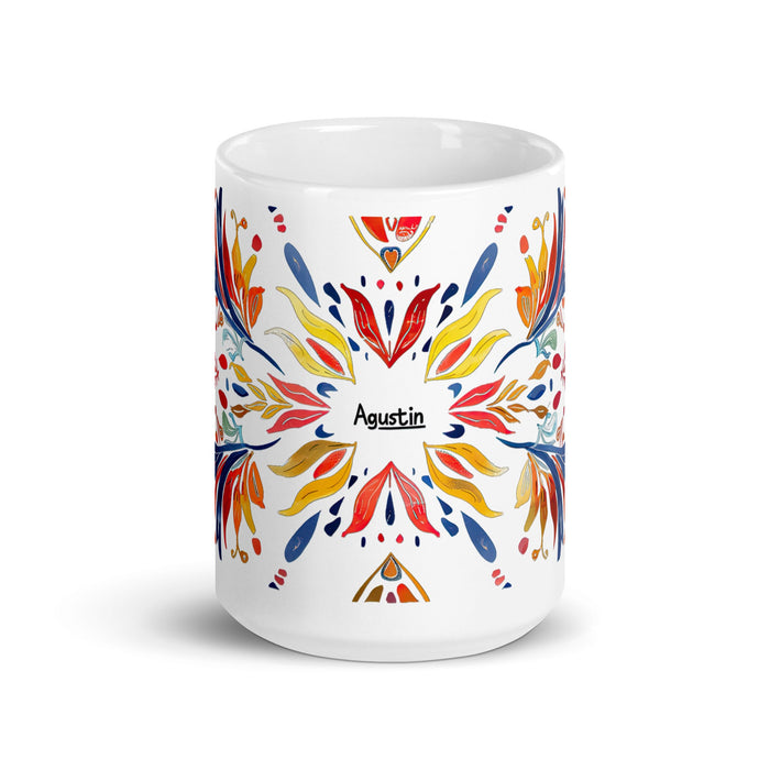 Agustín Exclusive Name Art Piece Home Office Work Coffee Mug Mexican Spanish Pride Gift Cup One - Of - A - Kind Calligraphy White Glossy Mug | A8 - Mexicada