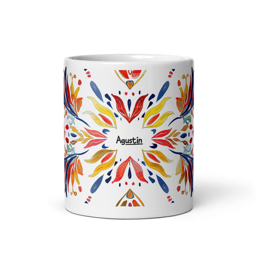 Agustín Exclusive Name Art Piece Home Office Work Coffee Mug Mexican Spanish Pride Gift Cup One-Of-A-Kind Calligraphy White Glossy Mug | A8 Mexicada