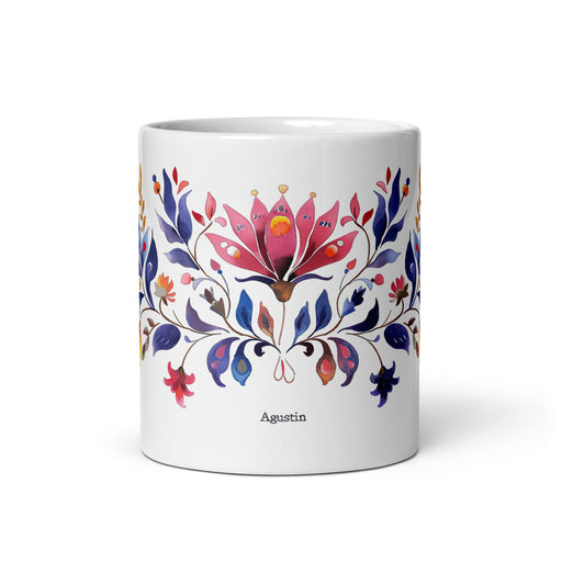 Agustín Exclusive Name Art Piece Home Office Work Coffee Mug Mexican Spanish Pride Gift Cup One - Of - A - Kind Calligraphy White Glossy Mug | A9 - Mexicada