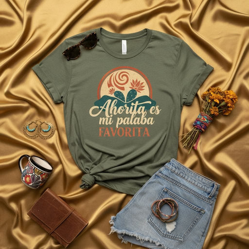 Ahorita Es Mi Palabra Favorita T-Shirt, Funny Spanish Phrase Tee, Hispanic Heritage Month Gift, Latina Life Shirt with Cactus Design, Unisex Shirt Mexicada