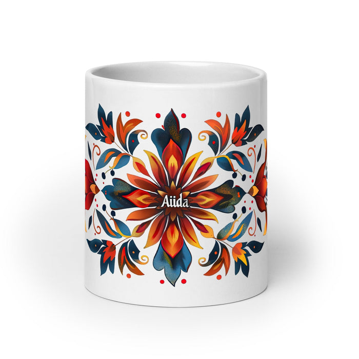 Aída Exclusive Name Art Piece Home Office Work Coffee Mug Mexican Spanish Pride Gift Cup One-Of-A-Kind Calligraphy White Glossy Mug | A1 Mexicada