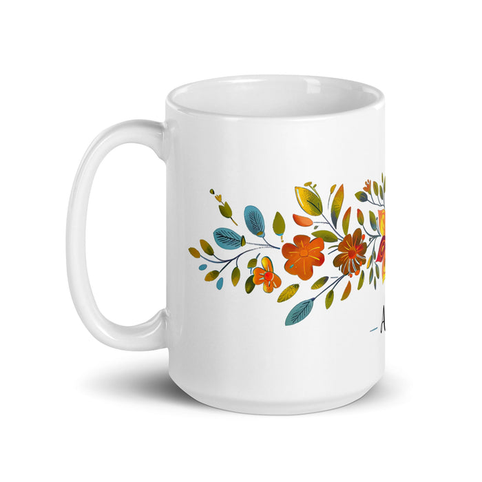 Aída Exclusive Name Art Piece Home Office Work Coffee Mug Mexican Spanish Pride Gift Cup One - Of - A - Kind Calligraphy White Glossy Mug | A13 - Mexicada