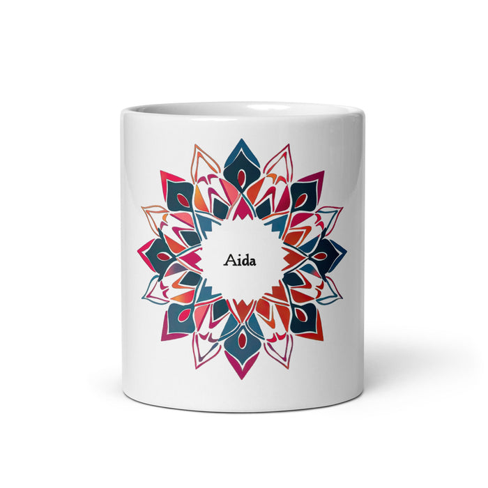 Aída Exclusive Name Art Piece Home Office Work Coffee Mug Mexican Spanish Pride Gift Cup One - Of - A - Kind Calligraphy White Glossy Mug | A14 - Mexicada