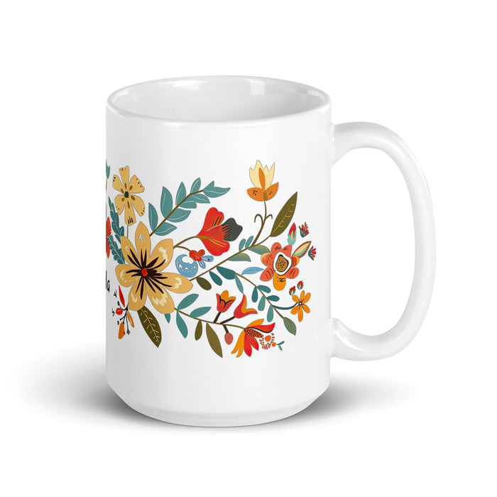 Aída Exclusive Name Art Piece Home Office Work Coffee Mug Mexican Spanish Pride Gift Cup One - Of - A - Kind Calligraphy White Glossy Mug | A15 - Mexicada