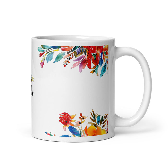 Aída Exclusive Name Art Piece Home Office Work Coffee Mug Mexican Spanish Pride Gift Cup One - Of - A - Kind Calligraphy White Glossy Mug | A16 - Mexicada