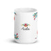 Aída Exclusive Name Art Piece Home Office Work Coffee Mug Mexican Spanish Pride Gift Cup One-Of-A-Kind Calligraphy White Glossy Mug | A16 Mexicada