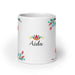 Aída Exclusive Name Art Piece Home Office Work Coffee Mug Mexican Spanish Pride Gift Cup One-Of-A-Kind Calligraphy White Glossy Mug | A16 Mexicada