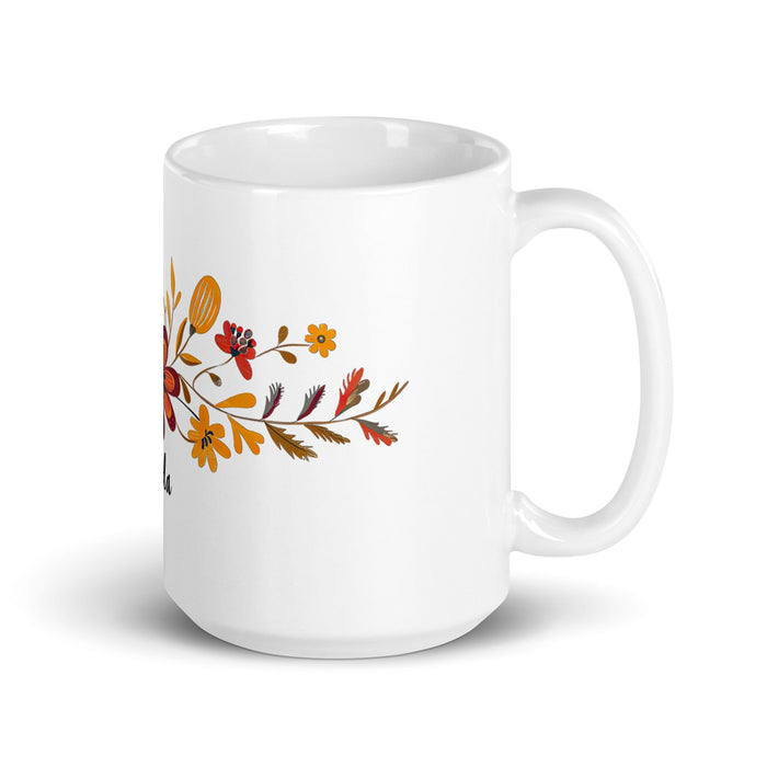 Aída Exclusive Name Art Piece Home Office Work Coffee Mug Mexican Spanish Pride Gift Cup One - Of - A - Kind Calligraphy White Glossy Mug | A17 - Mexicada