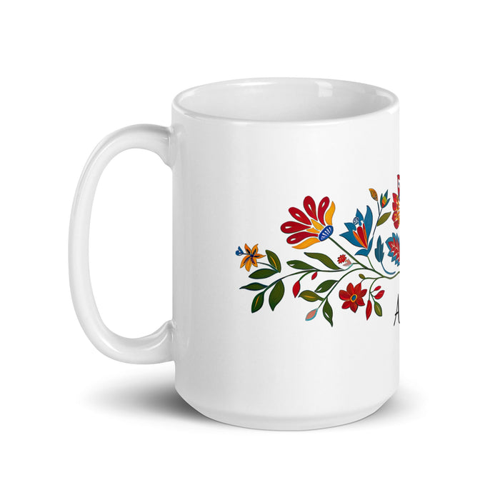 Aída Exclusive Name Art Piece Home Office Work Coffee Mug Mexican Spanish Pride Gift Cup One - Of - A - Kind Calligraphy White Glossy Mug | A18 - Mexicada