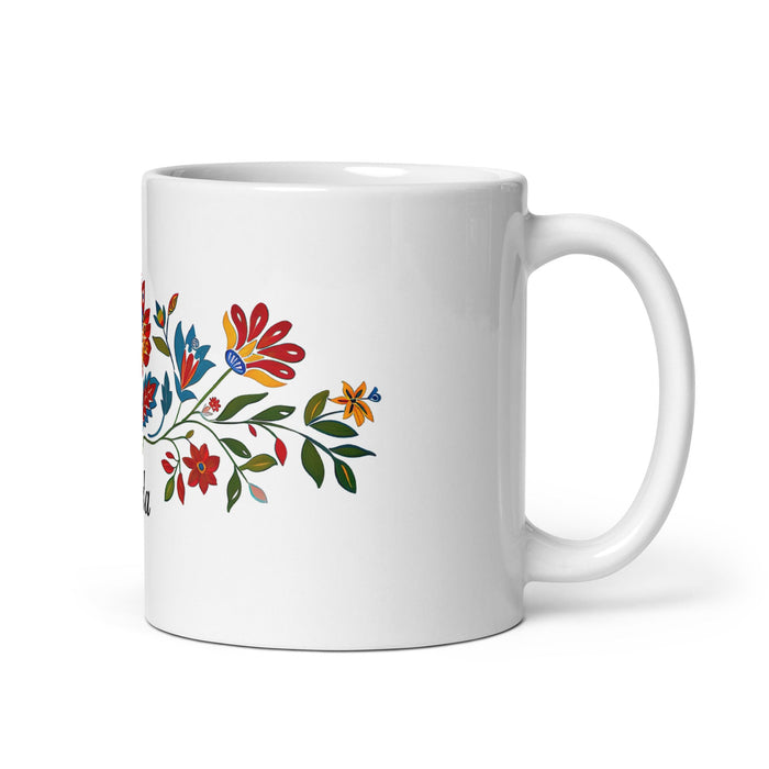 Aída Exclusive Name Art Piece Home Office Work Coffee Mug Mexican Spanish Pride Gift Cup One - Of - A - Kind Calligraphy White Glossy Mug | A18 - Mexicada