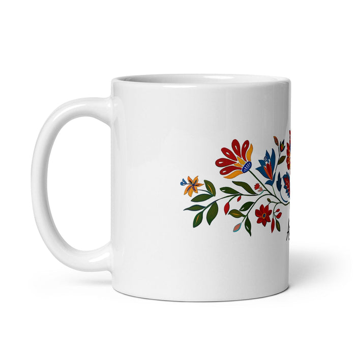 Aída Exclusive Name Art Piece Home Office Work Coffee Mug Mexican Spanish Pride Gift Cup One-Of-A-Kind Calligraphy White Glossy Mug | A18 Mexicada