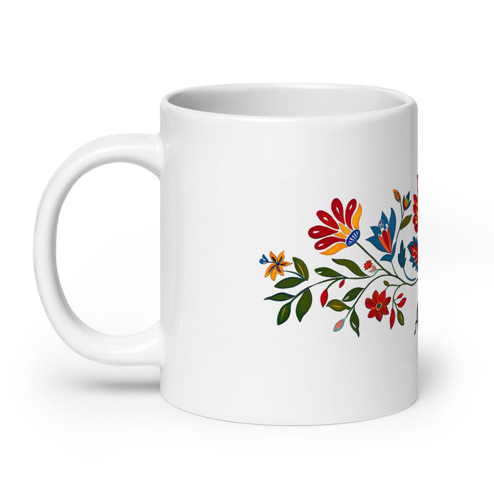 Aída Exclusive Name Art Piece Home Office Work Coffee Mug Mexican Spanish Pride Gift Cup One-Of-A-Kind Calligraphy White Glossy Mug | A18 Mexicada