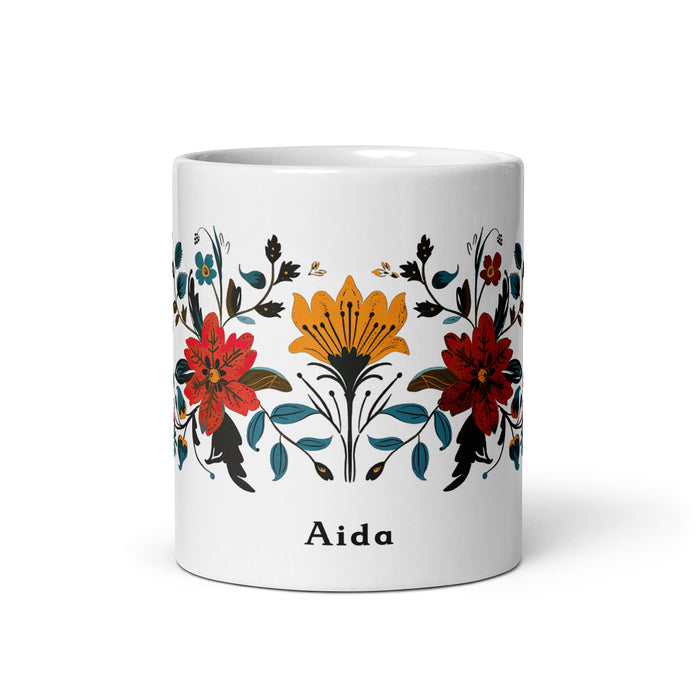 Aída Exclusive Name Art Piece Home Office Work Coffee Mug Mexican Spanish Pride Gift Cup One - Of - A - Kind Calligraphy White Glossy Mug | A20 - Mexicada