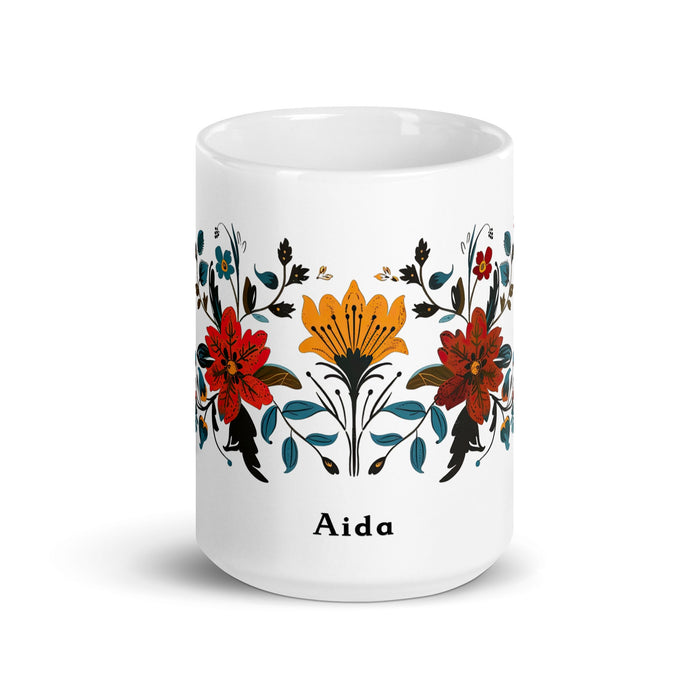 Aída Exclusive Name Art Piece Home Office Work Coffee Mug Mexican Spanish Pride Gift Cup One - Of - A - Kind Calligraphy White Glossy Mug | A20 - Mexicada