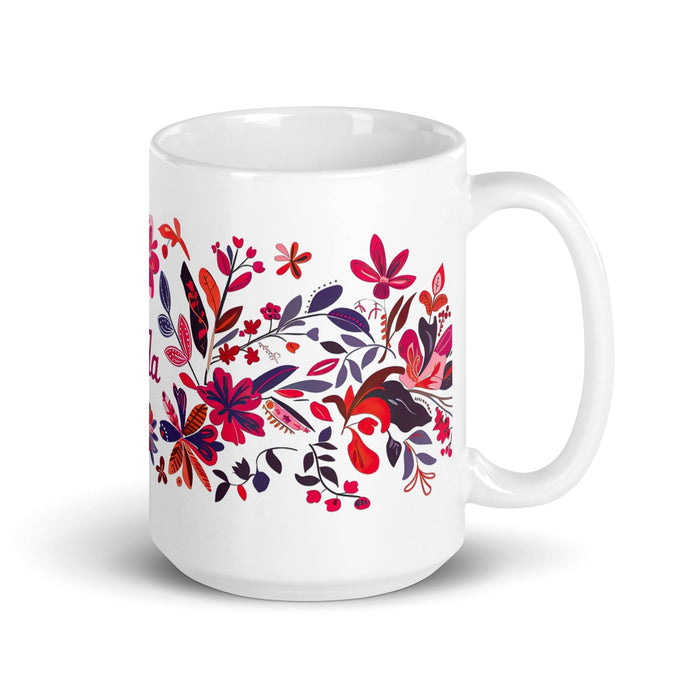 Aída Exclusive Name Art Piece Home Office Work Coffee Mug Mexican Spanish Pride Gift Cup One-Of-A-Kind Calligraphy White Glossy Mug | A21 Mexicada 15 oz