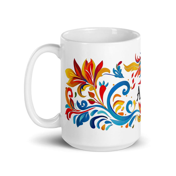 Aída Exclusive Name Art Piece Home Office Work Coffee Mug Mexican Spanish Pride Gift Cup One - Of - A - Kind Calligraphy White Glossy Mug | A3 - Mexicada