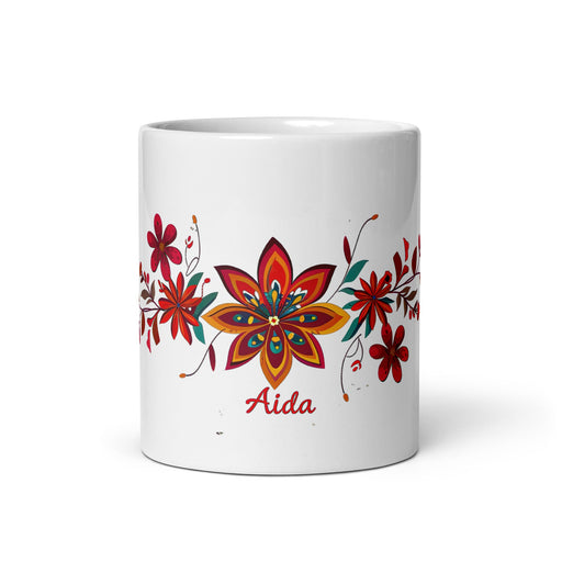 Aída Exclusive Name Art Piece Home Office Work Coffee Mug Mexican Spanish Pride Gift Cup One - Of - A - Kind Calligraphy White Glossy Mug | A5 - Mexicada