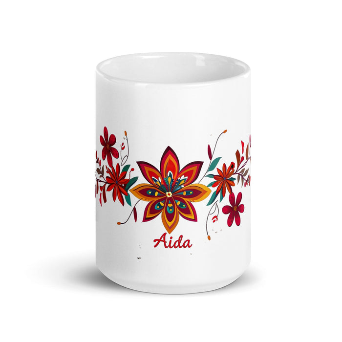 Aída Exclusive Name Art Piece Home Office Work Coffee Mug Mexican Spanish Pride Gift Cup One-Of-A-Kind Calligraphy White Glossy Mug | A5 Mexicada